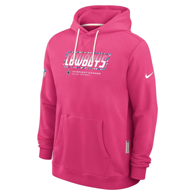 Men's Dallas Cowboys Pink 2026 Crucial Catch Sideline Standard Issue Dri-FIT Pullover Hoodie